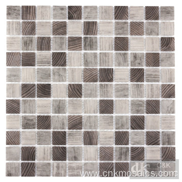 3D Square Grey Printing Recycled Glass Tile Mosaic